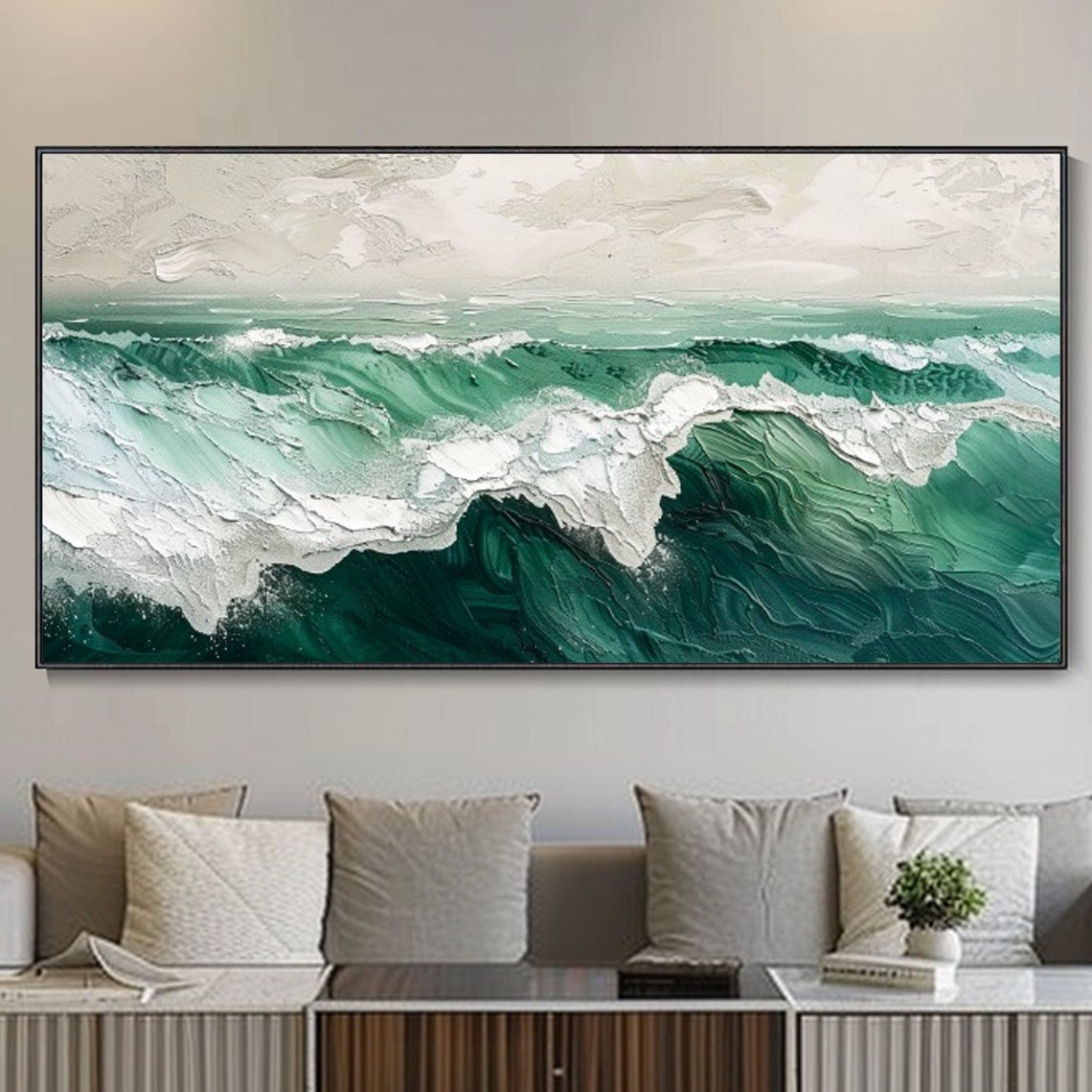 Emerald Green Ocean Wave White Foam Surf Texture Seascape Art Poster
