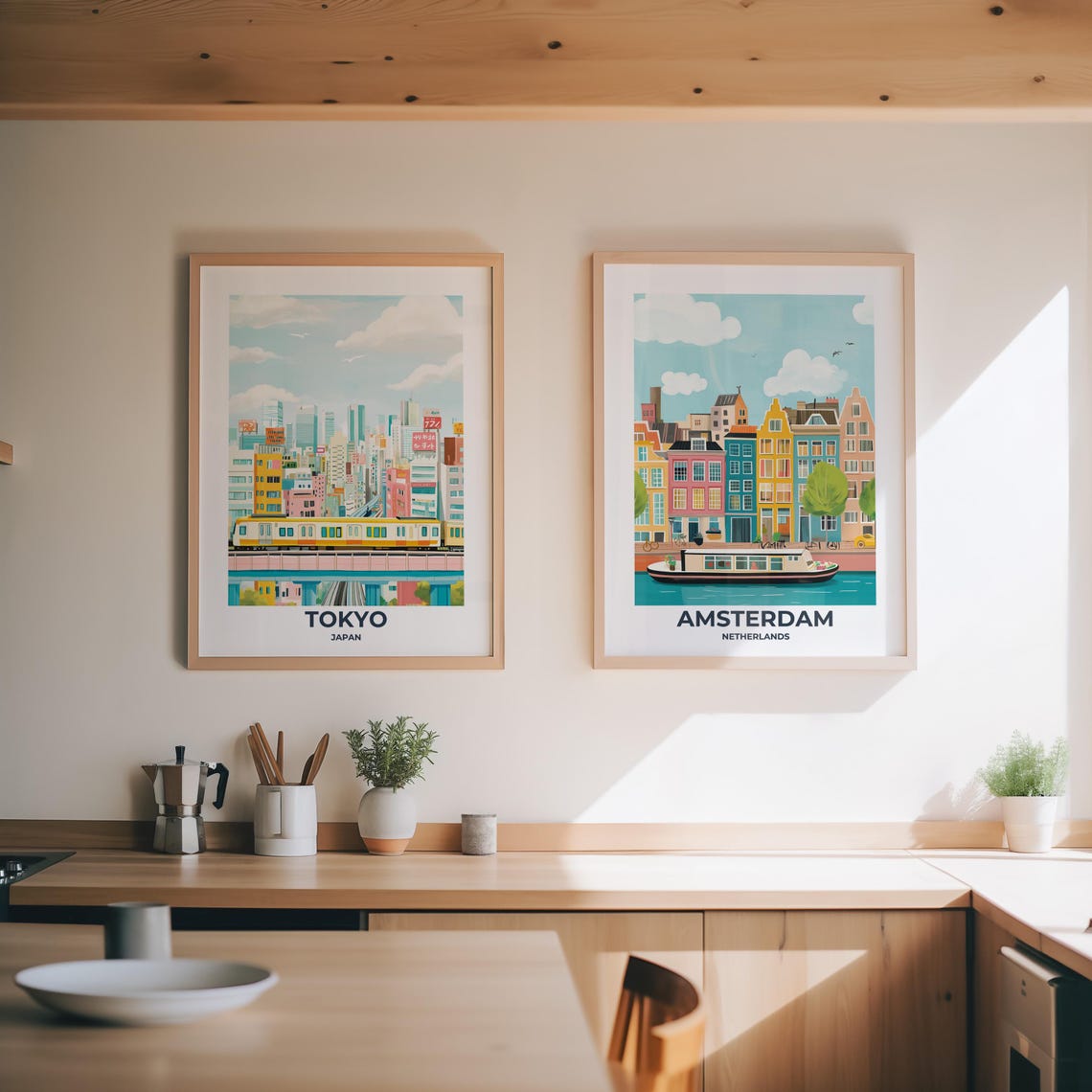 Tokyo City Skyline with a Yellow Elevated Train Travel Poster - Image 2