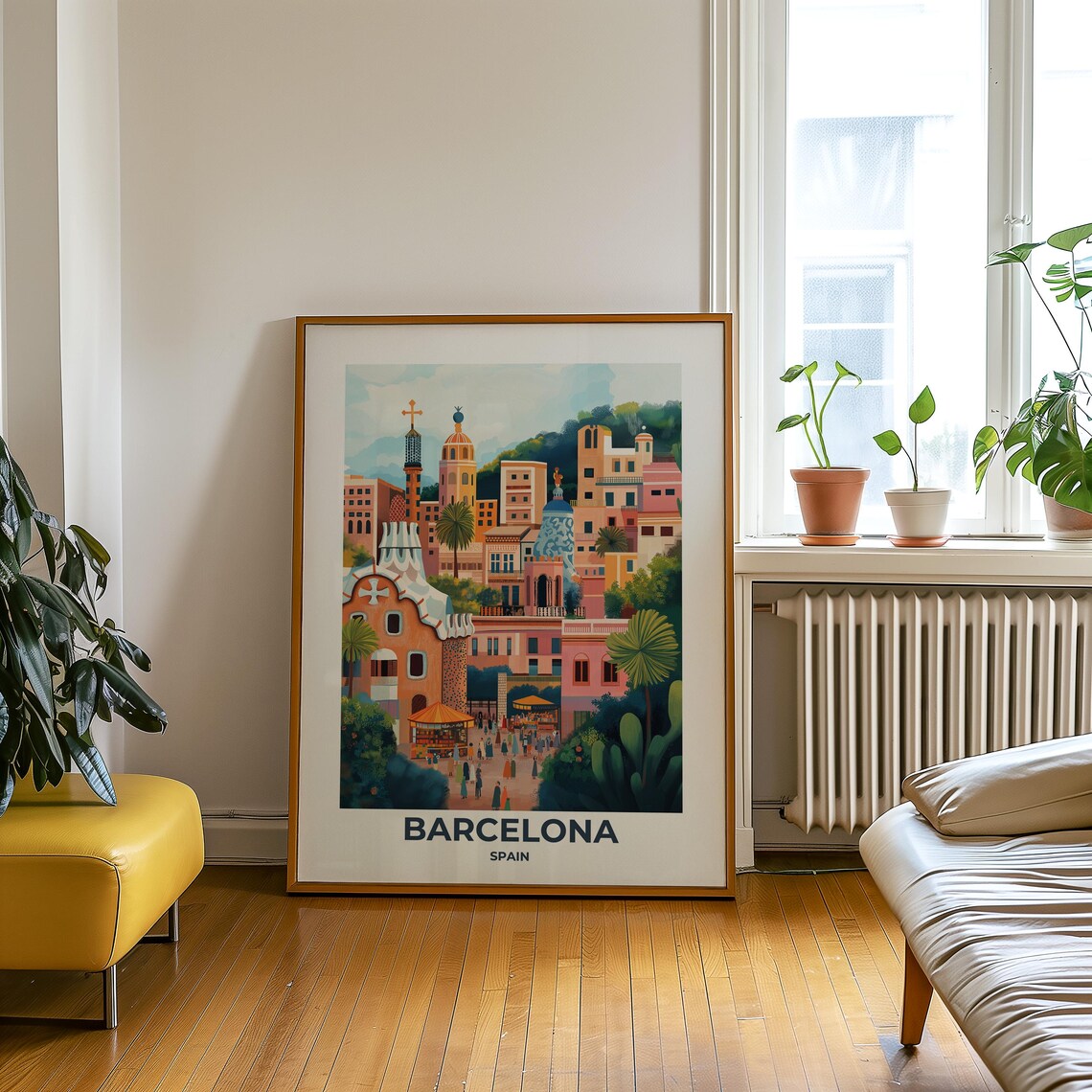Barcelona Gaudi Mosaic Park Guell Hillside Skyline Spain Poster - Image 3