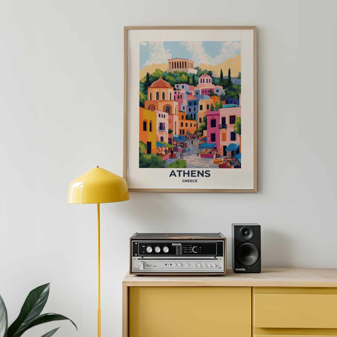 Athens Greece Travel Poster With Acropolis and Street Market - Image 4