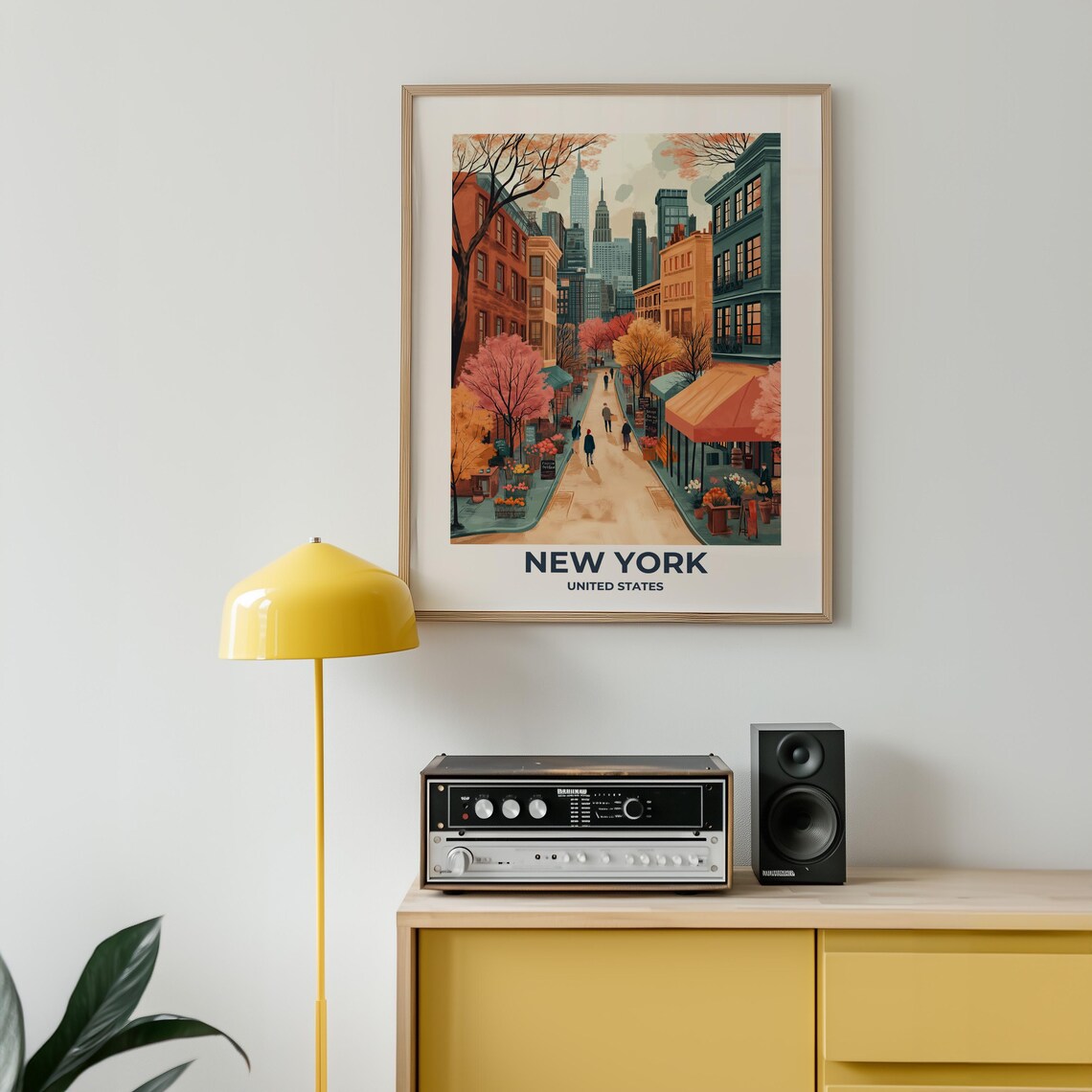 New York City Autumn Street with Flower Shops Skyscrapers Poster - Image 5