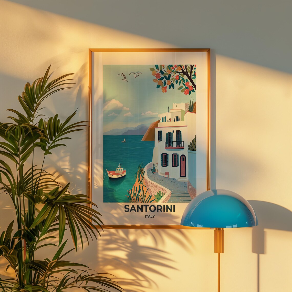 Santorini Cliffside Village White Houses Blue Aegean Sea Poster - Image 4