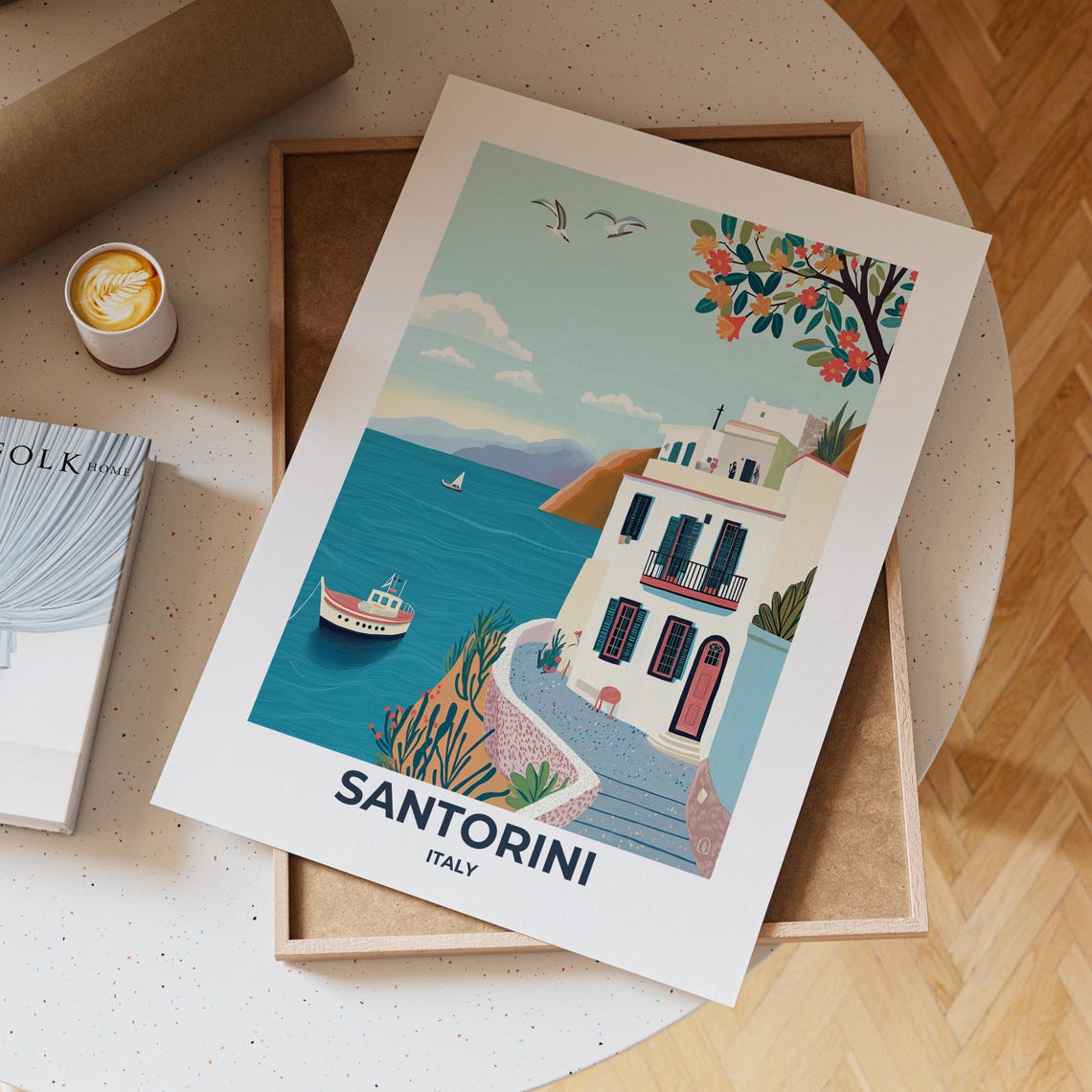 Santorini Travel Poster Santorini Poster Santorini Travel Print Santorini City Print Travel Print Travel Poster Santorini Wall Decor - Image 5