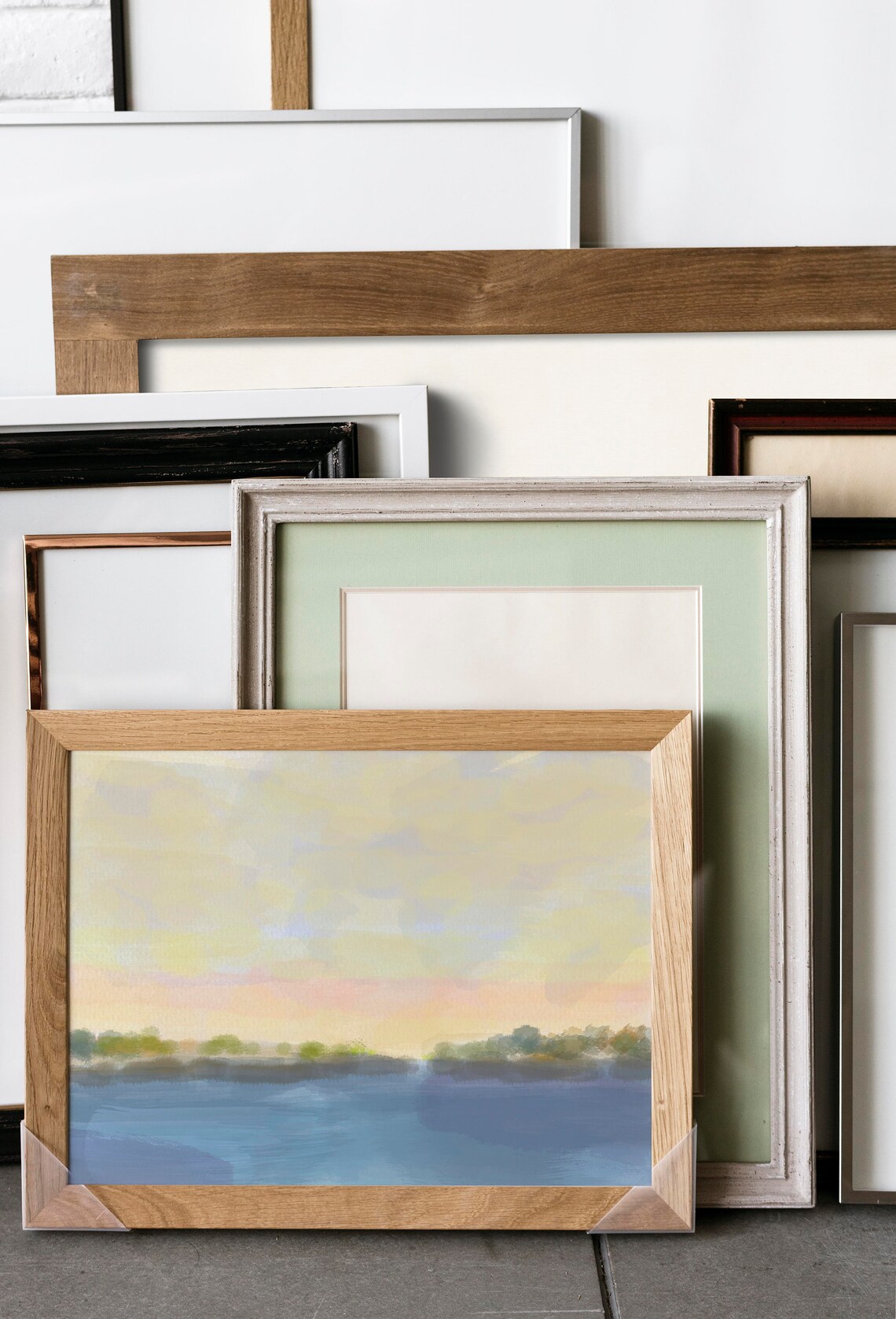 Neutral Lake Watercolor Art Print, Nature Landscape - Image 2