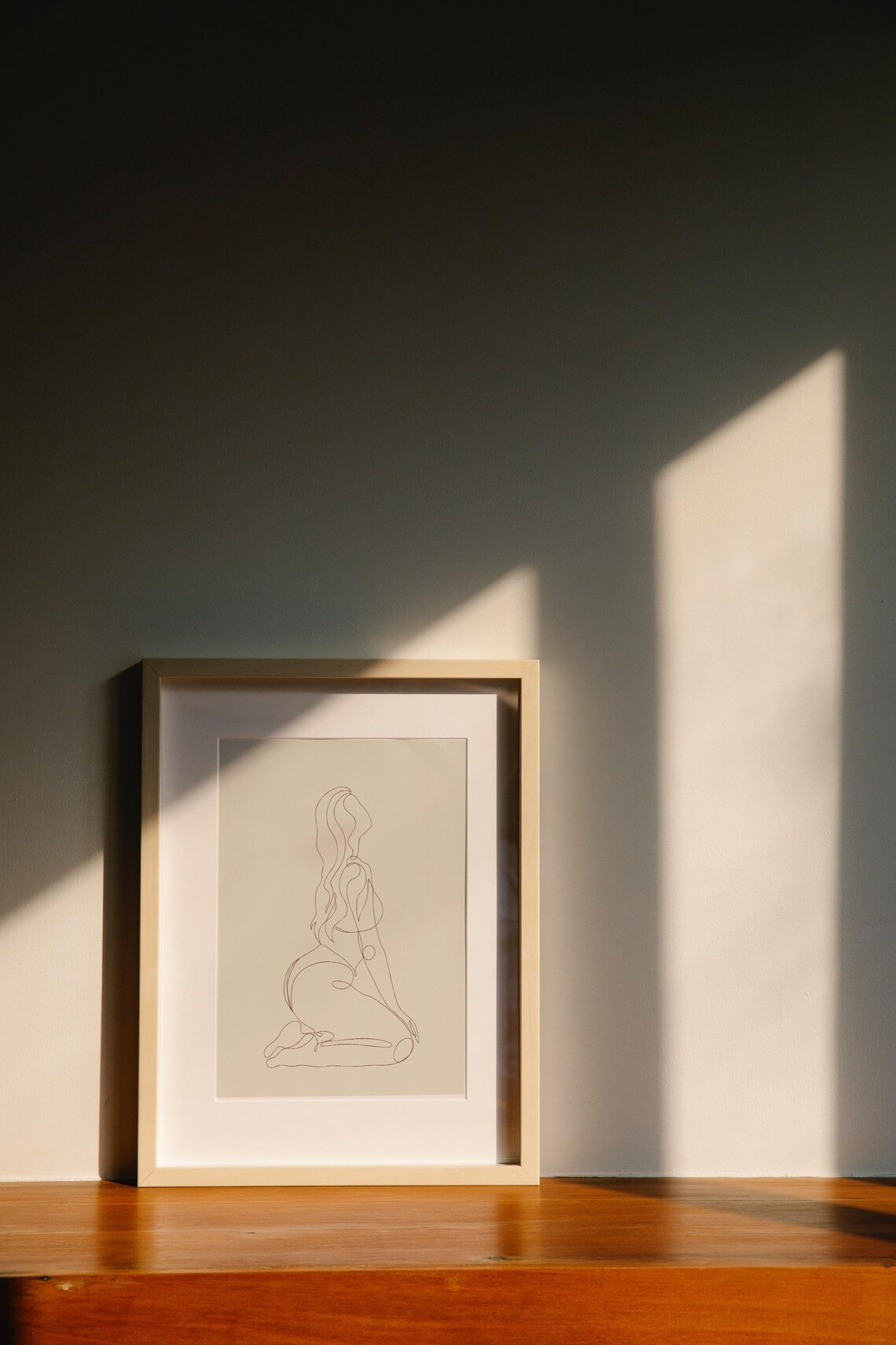 Graceful Seated Woman With Long Hair Minimalist Line Art Poster - Image 2