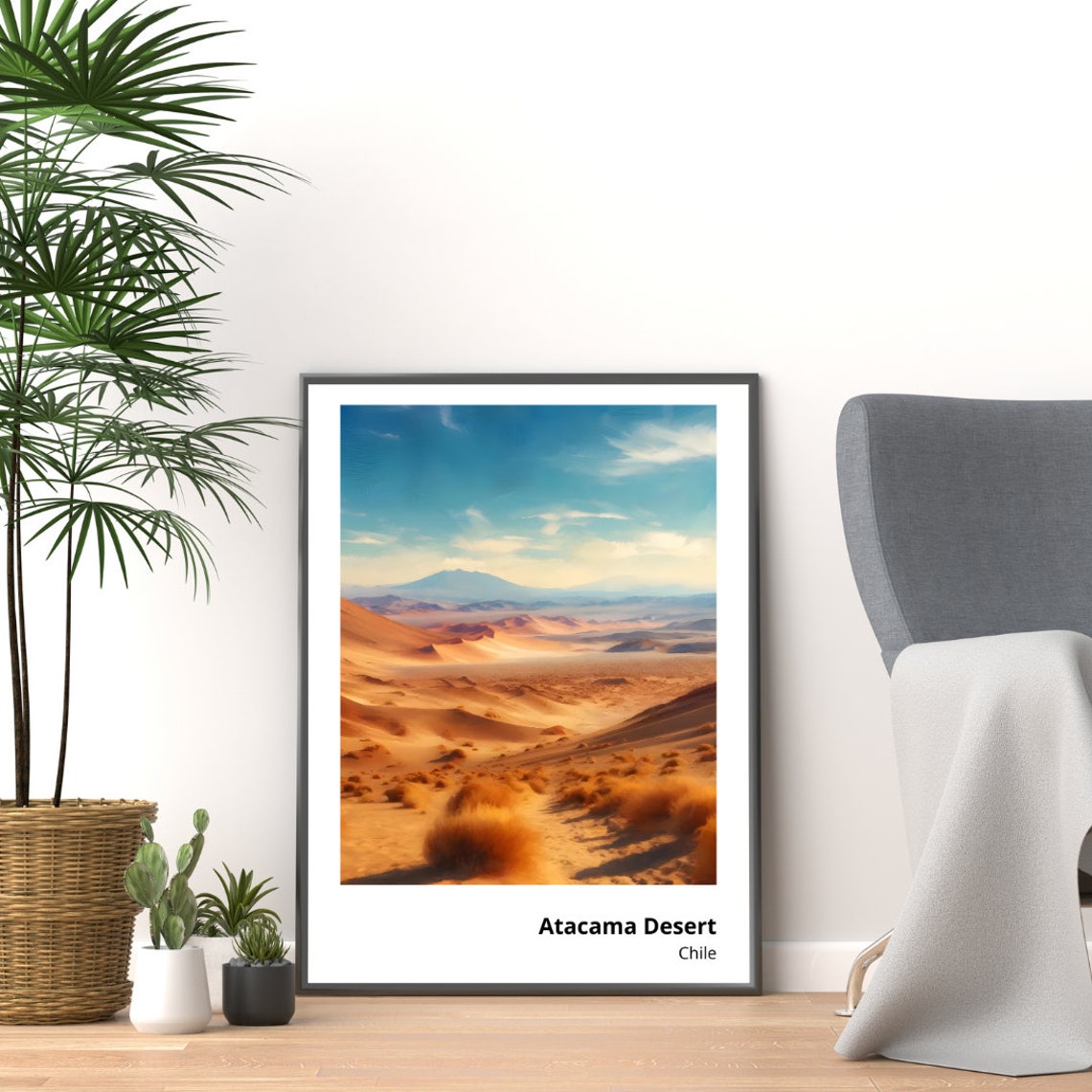Atacama Desert Chile Red Sand Dunes Volcano Landscape Poster - Image 2