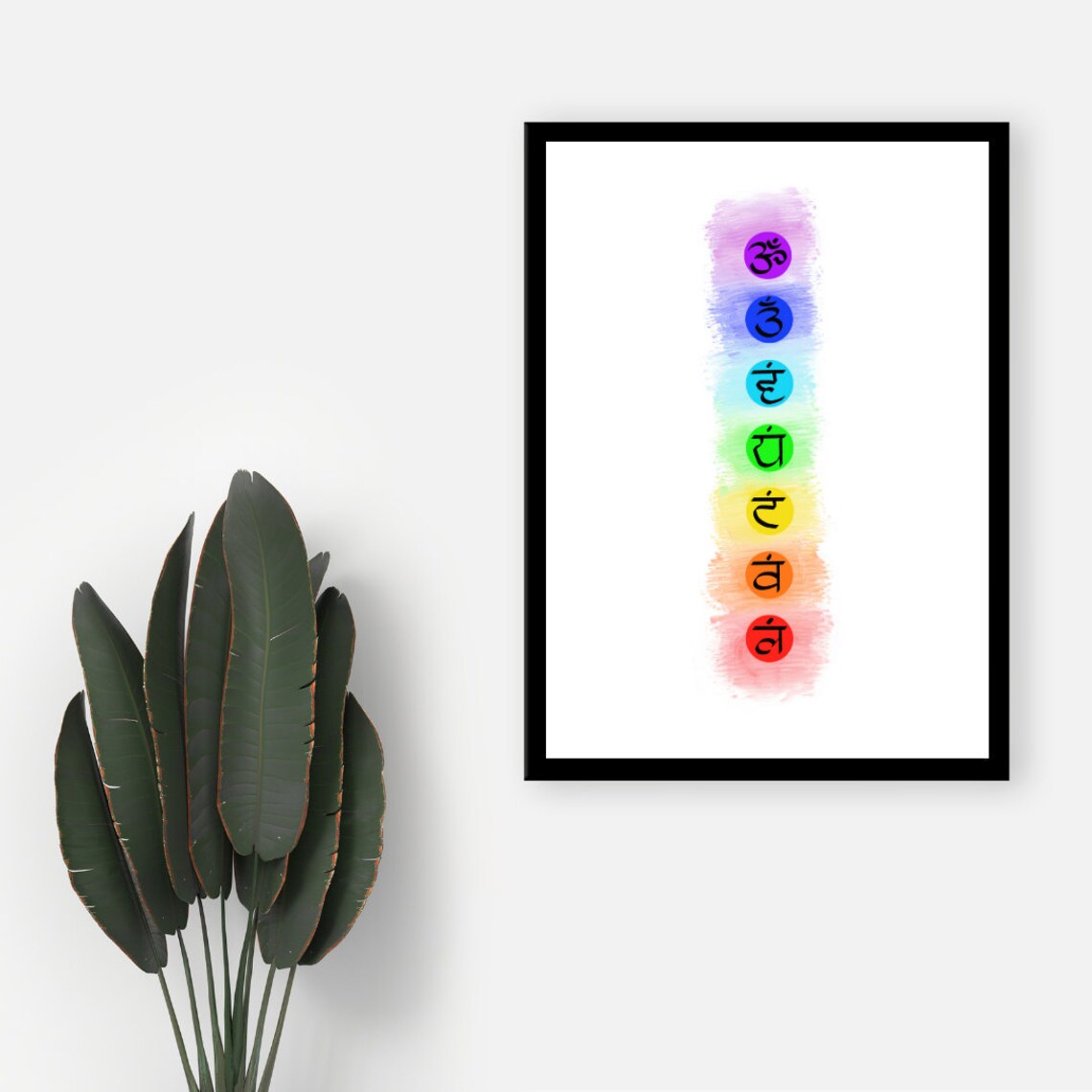 Colorful Chakra Energy Symbols Rainbow Watercolor Spiritual Yoga Wall Art - Image 2