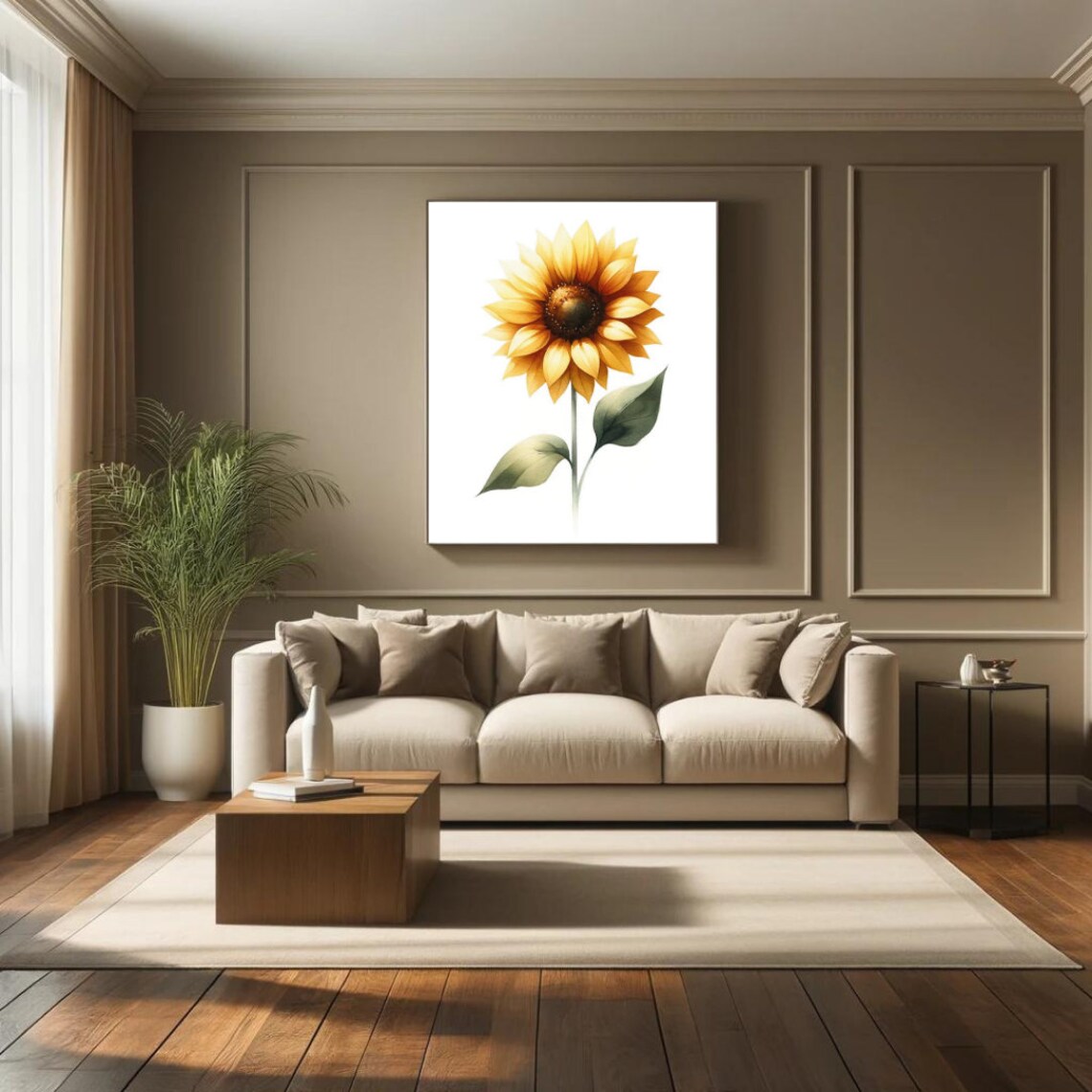 Golden Sunflower Bloom Warm Watercolor Radiant Floral Poster - Image 2