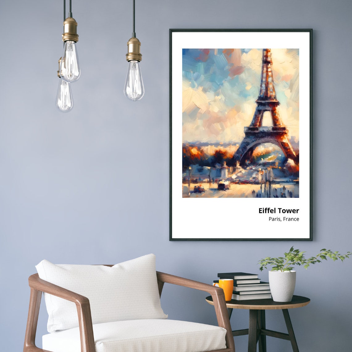 Eiffel Tower Paris Romantic Cityscape Impressionist Art Poster