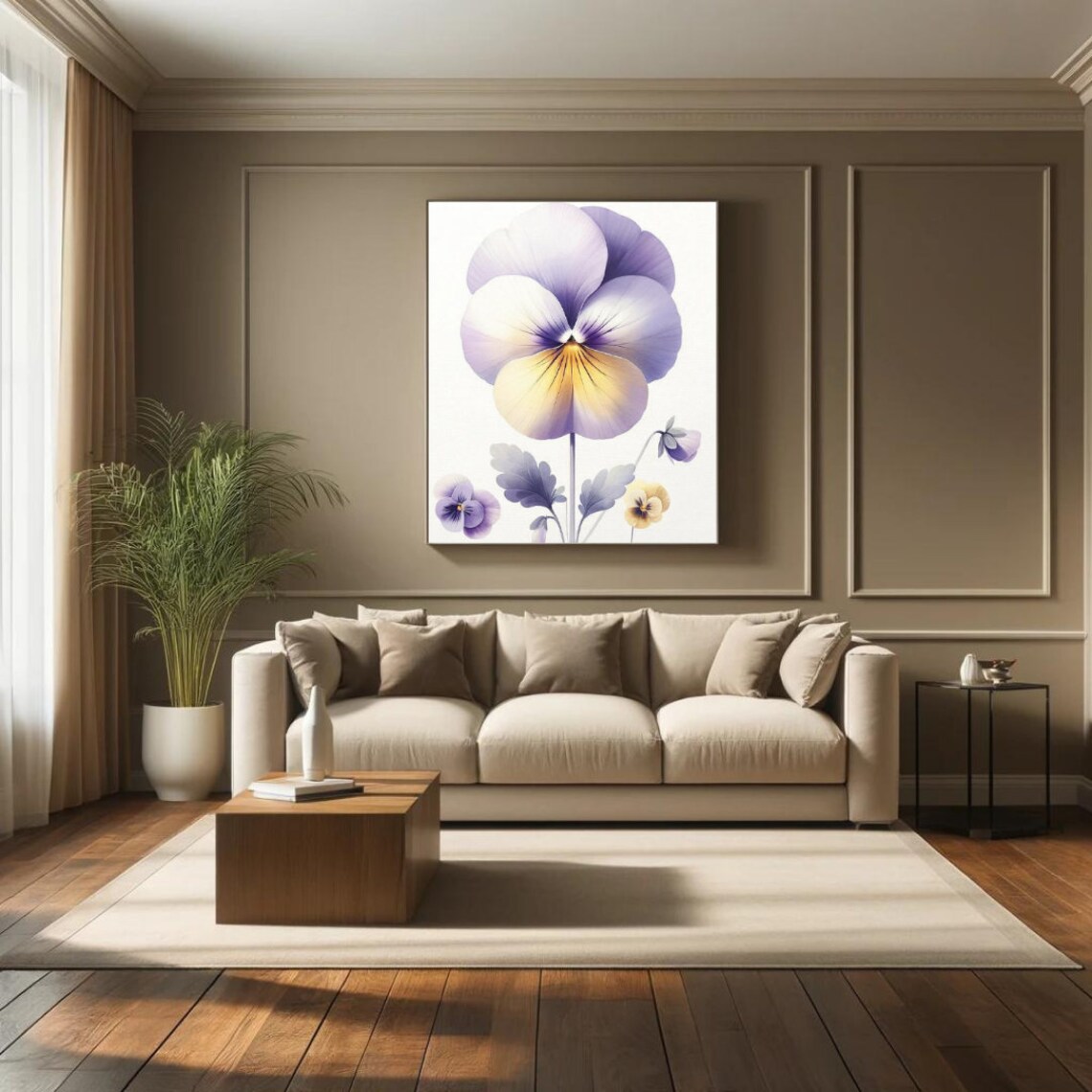 Whimsical Pansy Blooms Purple Violet Soft Watercolor Art Poster