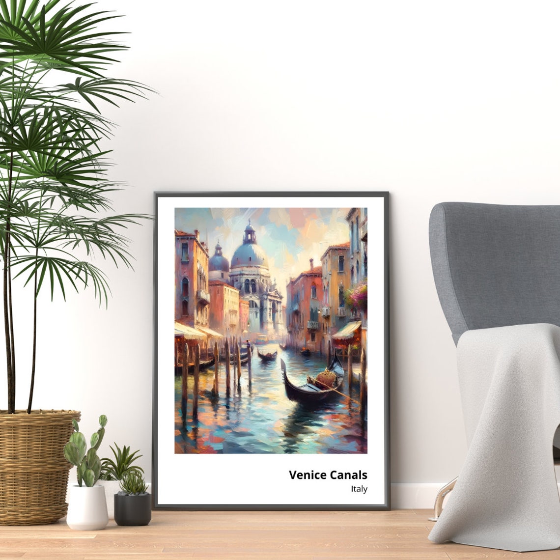 Venice Canals Italy Gondola Impressionist Painting Travel Poster