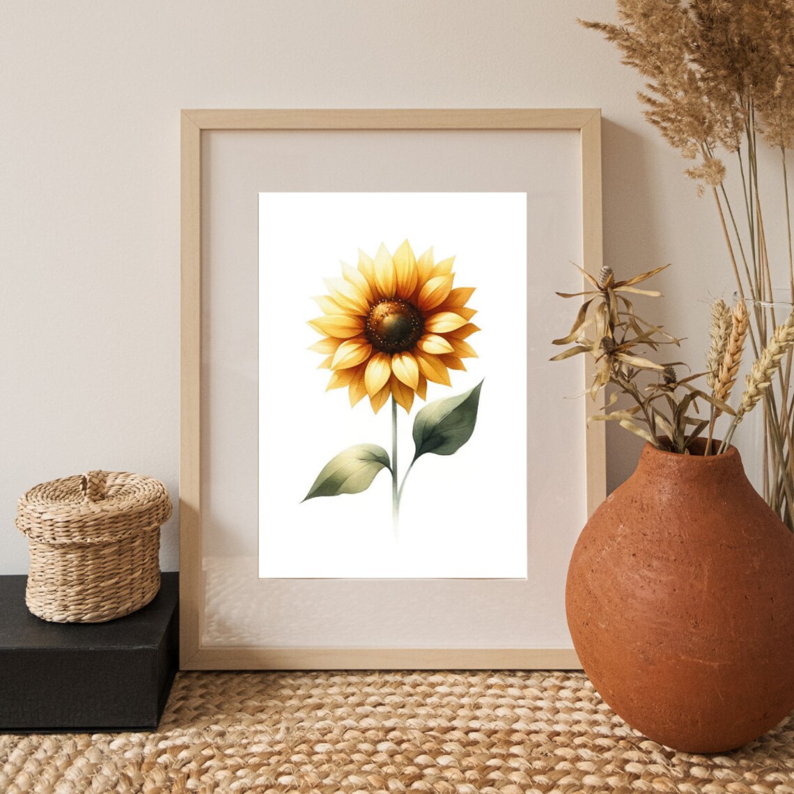 Golden Sunflower Bloom Warm Watercolor Radiant Floral Poster - Image 5