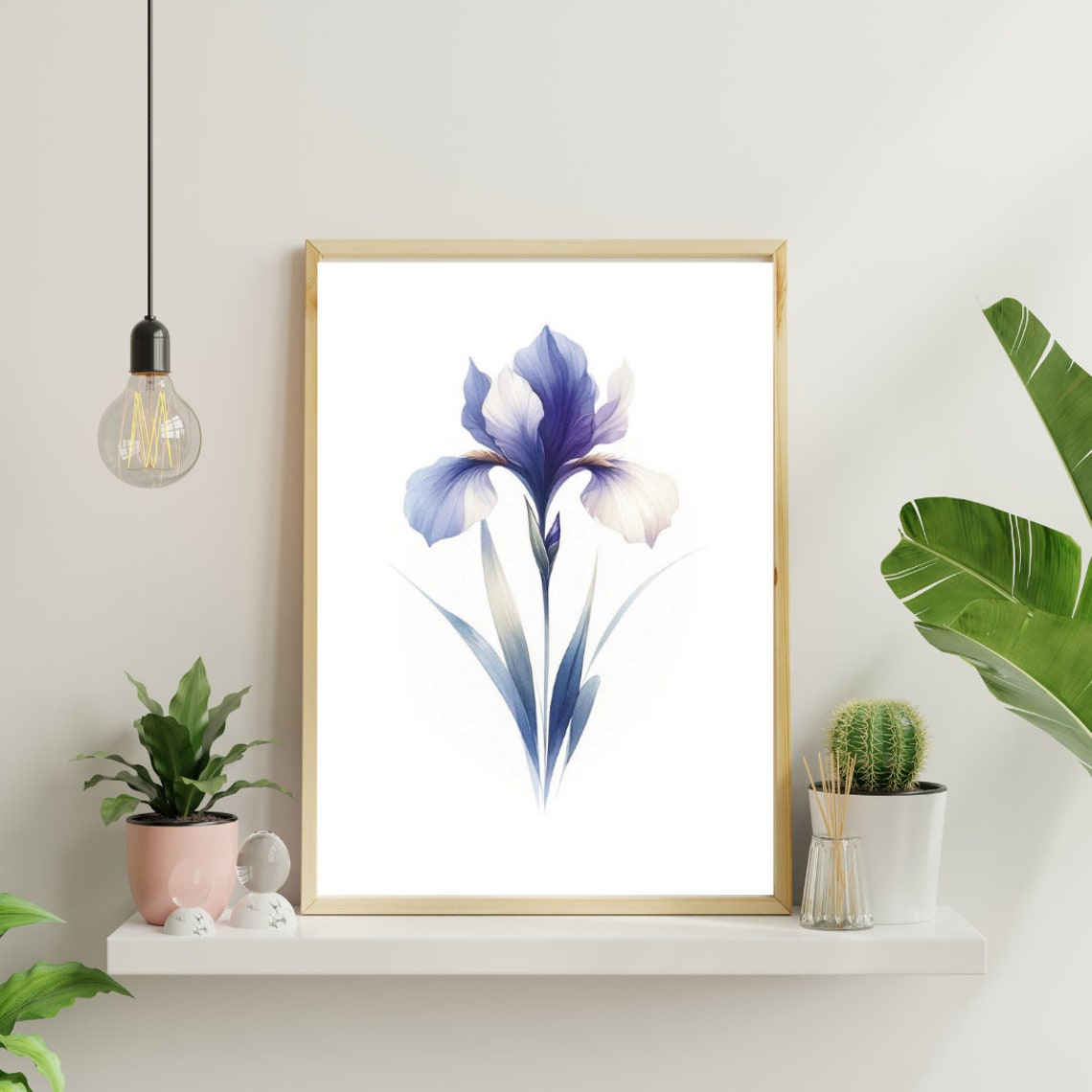 Elegant Blue Iris Bloom Graceful Watercolor Botanical Poster - Image 4