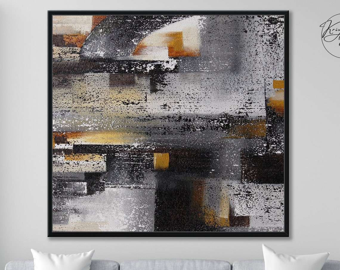 Black Gold Arc Abstract Industrial Speckled Texture Art Poster