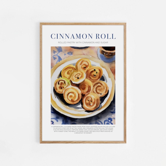 Cinnamon Roll Poster Food Print Modern Kitchen Decor Retro Poster Pop Art Kitchen Art Exhibition Poster Housewarming Illustration