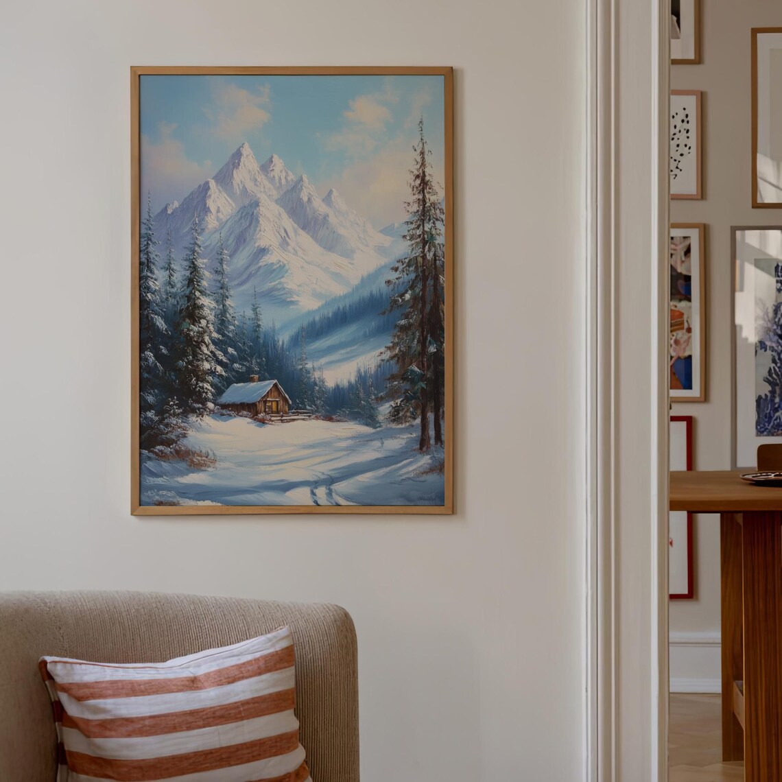 Mountain Winter Landscape Switzerland Art Print Mountain Wall Art Swiss Alps Poster Winter Painting Travel Print Snowy Mountain 741 - Image 2