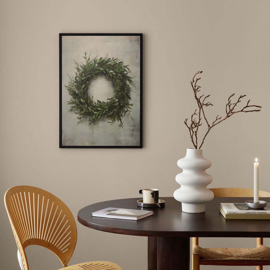 Green Botanical Eucalyptus Wreath Rustic Farmhouse Winter Poster - Image 3