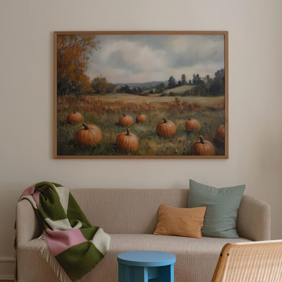 Autumn Pumpkin Field Rustic Vintage Oil Painting Fall Poster - Image 4