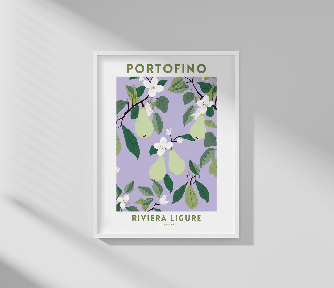 Portofino Riviera Ligure Pear Blossom Branch Italy Travel Poster - Image 3