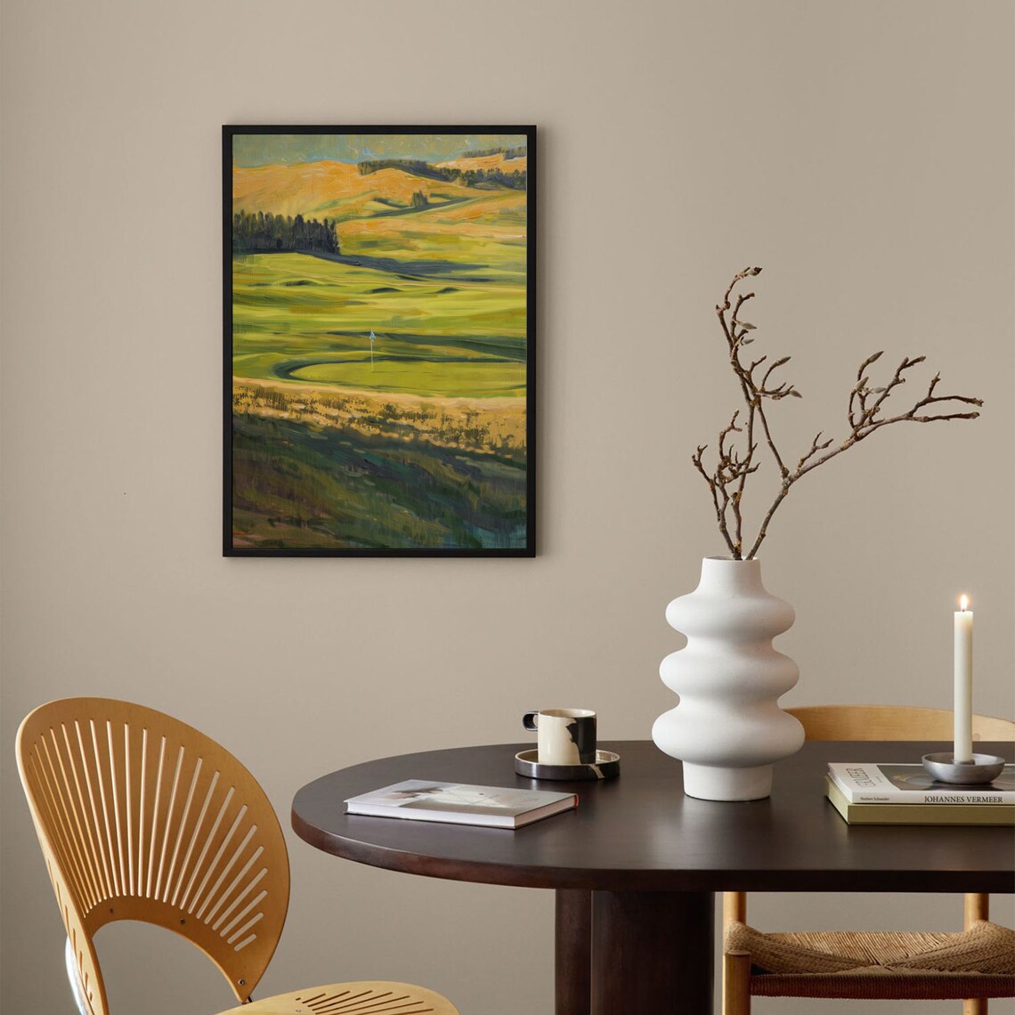 Sunlit Golden Golf Course Landscape Oil Painting Fairway Poster - Image 2