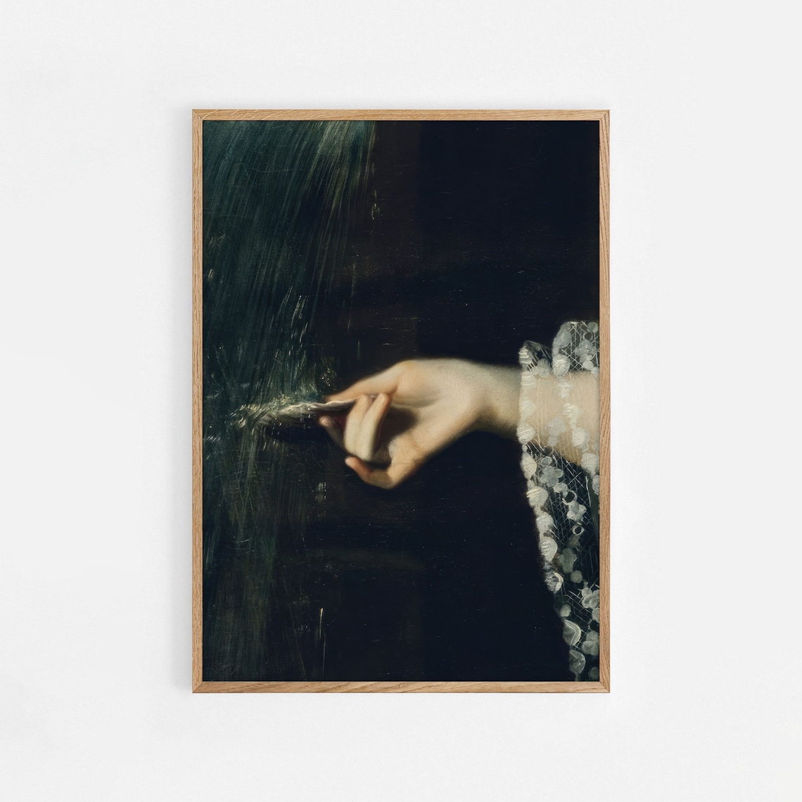 Moody Victorian Hand Lace Cuff Oil Painting Poster Dark Romantic Decor