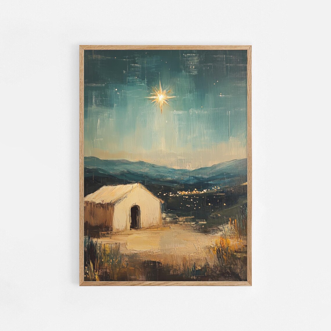 Nativity Scene Art Print, Bethlehem Christian Decor
