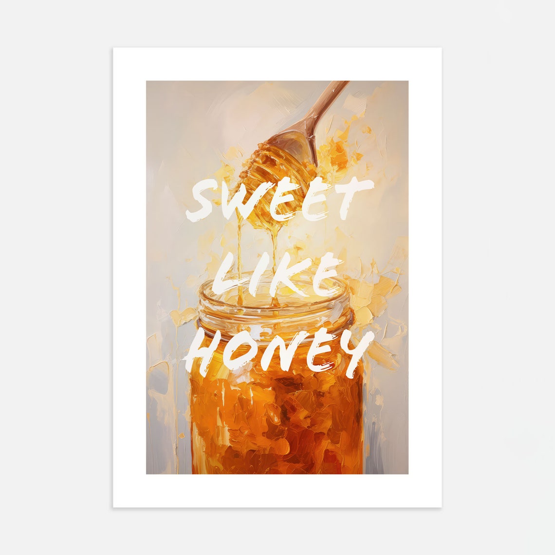 Honey Jar Sweet Like Honey Quote Poster Food Art Kitchen Decor - Image 2