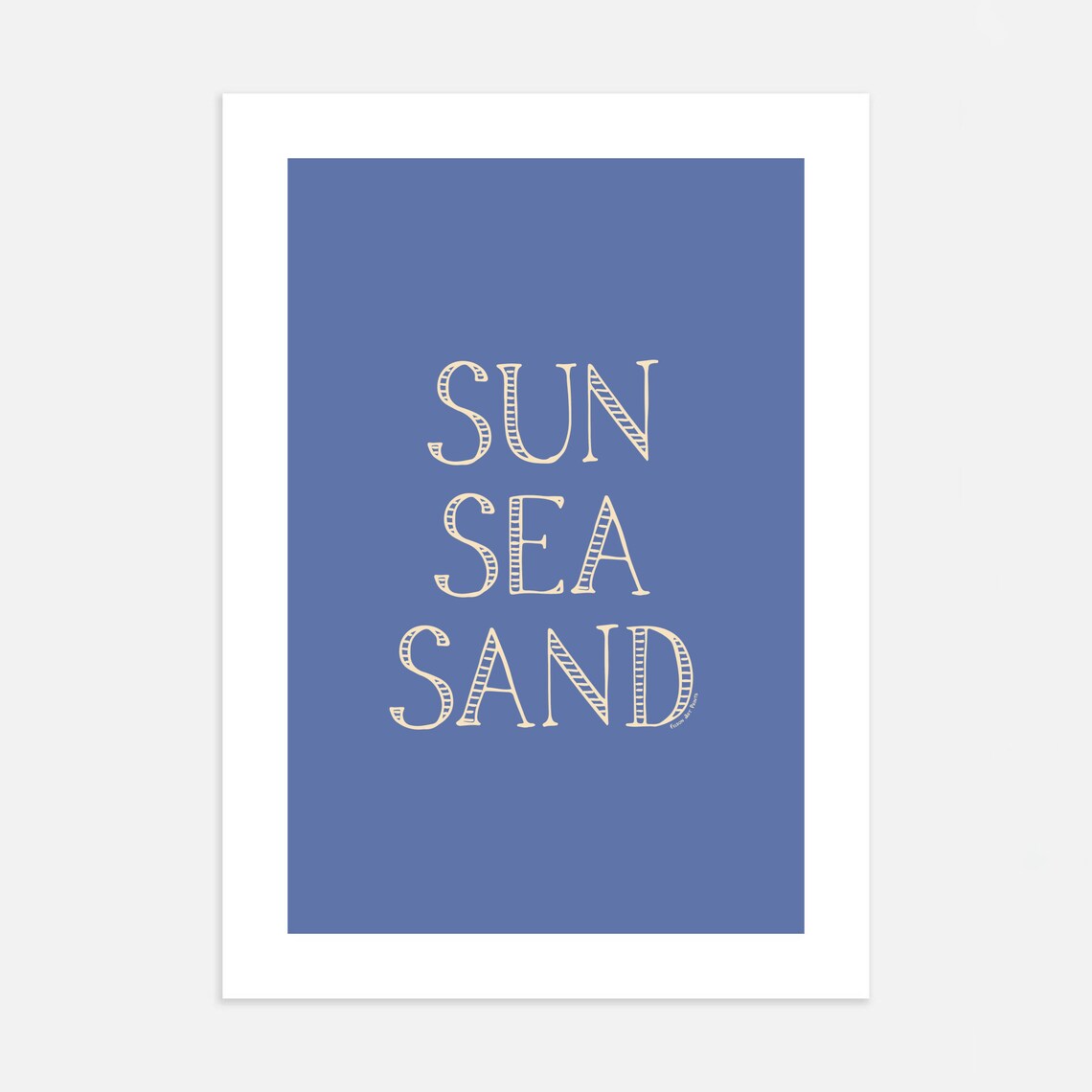 Sun Sea Sand Blue Typography Coastal Beach Hand Lettered Quote Art Poster - Image 3