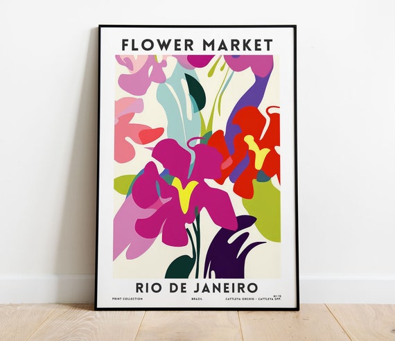Rio De Janeiro Flower Market Gallery Wall Art Flower Lovers Gift Brazils Floral Charm Brazilian Culture Exhibition Poster