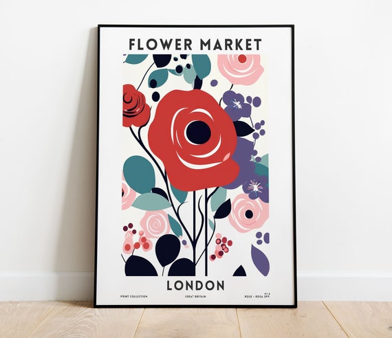 London Flower Market Art Print Colorful Floral Wall