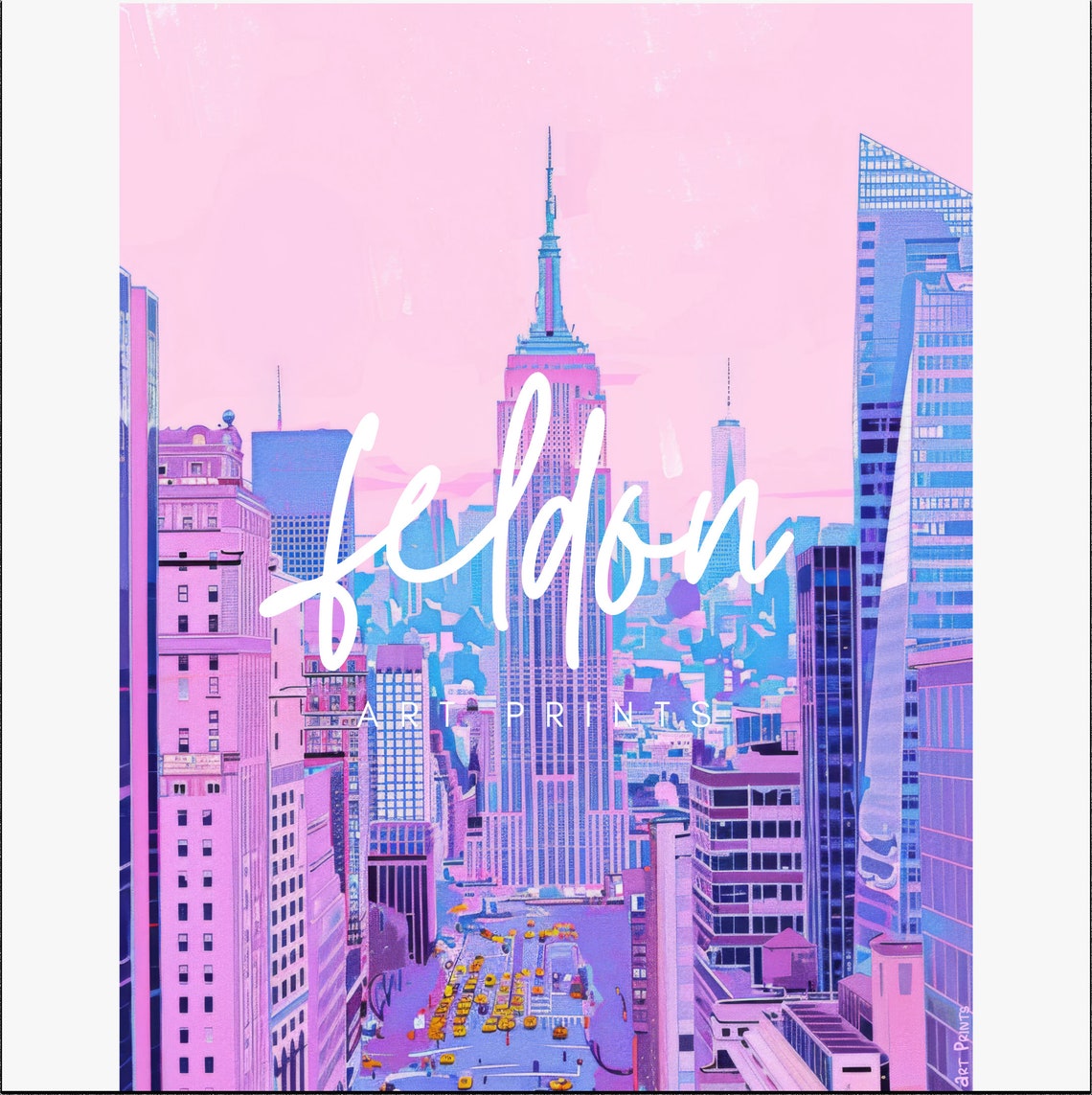 New York City Travel Print Art Pink Green Nyc Travel Exhibition Print Cute Trendy Wall Art Retro New York Skyline Print - Image 2