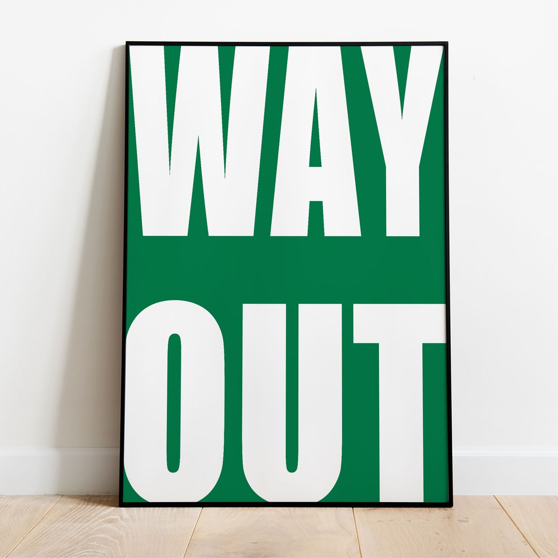 Way Out Bold Green Emergency Exit Sign Graphic Typography Poster - Image 4