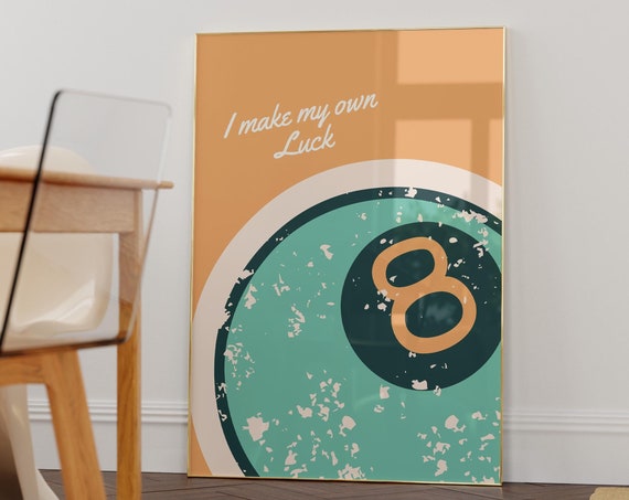 Vintage Pool Ball Printtrendy Wall Artlucky 8 Ball Wall Printmaximalist Posterlucky Girl Wall Decorretro Printpreppy Postersdorm Art