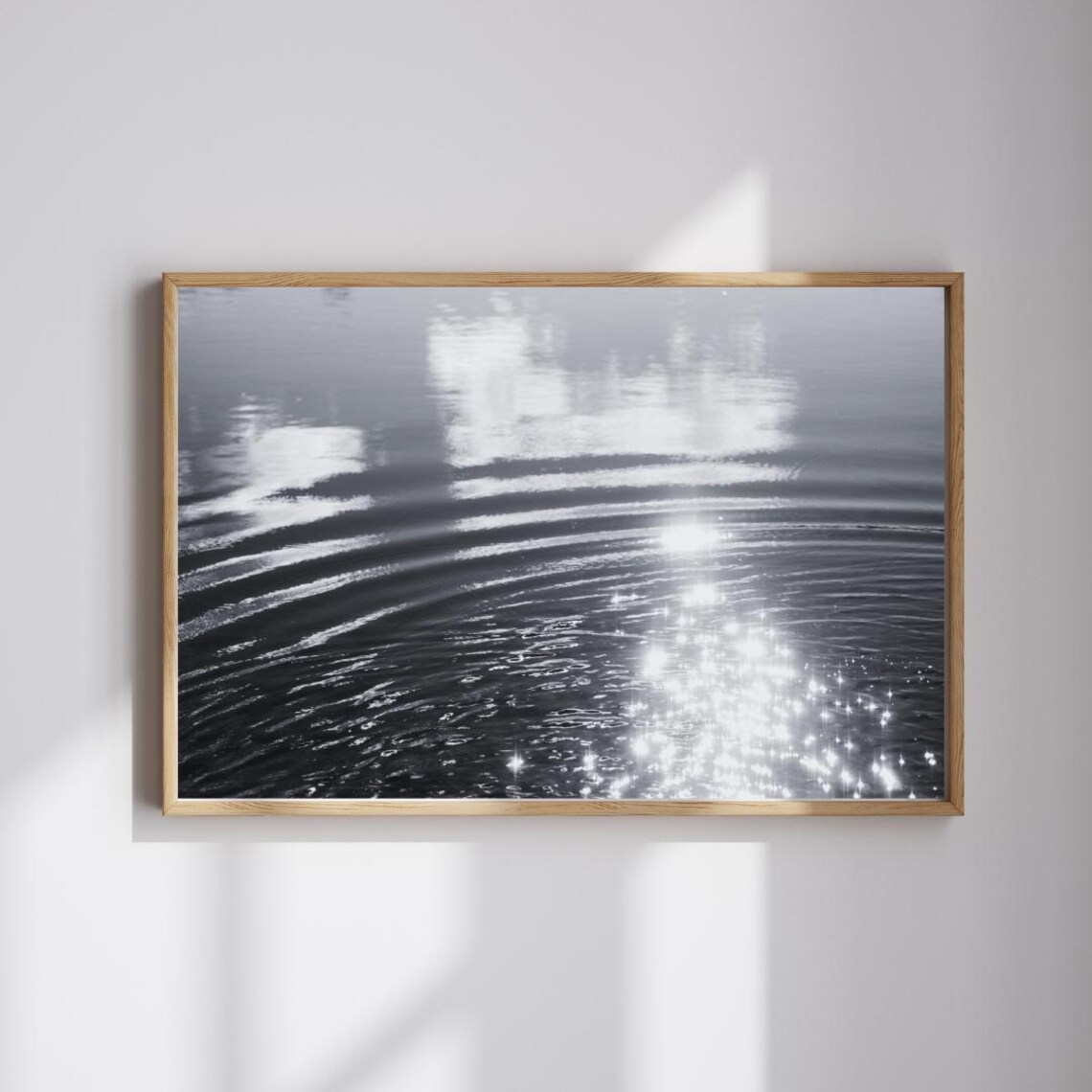 Black and White Water Ripple Sunlight Minimalist Lake Poster