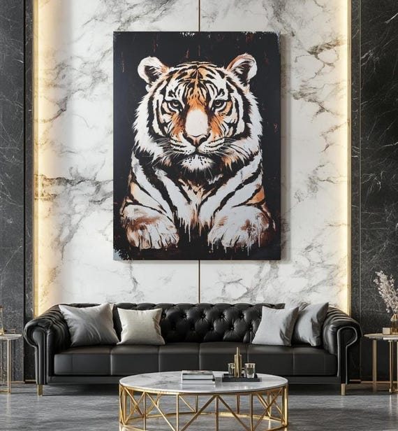 Luxury Tiger Wall Art Modern Animal Print Predator Jungle Decor Abstract Wildlife Painting For Living Room Poster