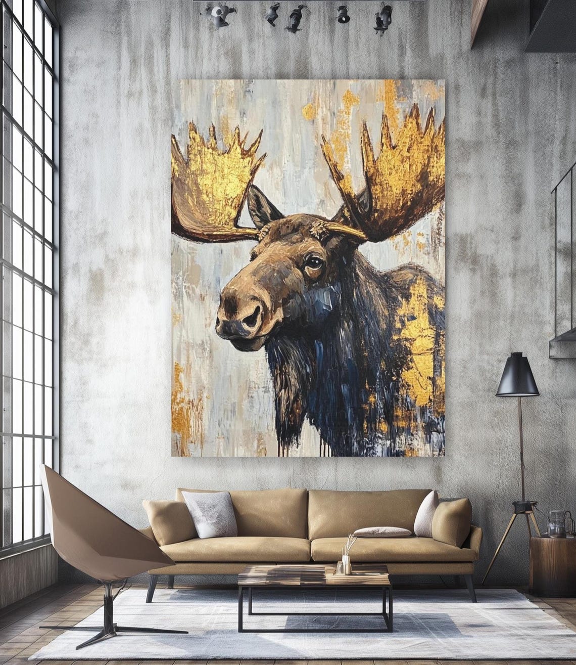 Moose Canvas Print Rustic Cabin Decor Forest Wildlife Art