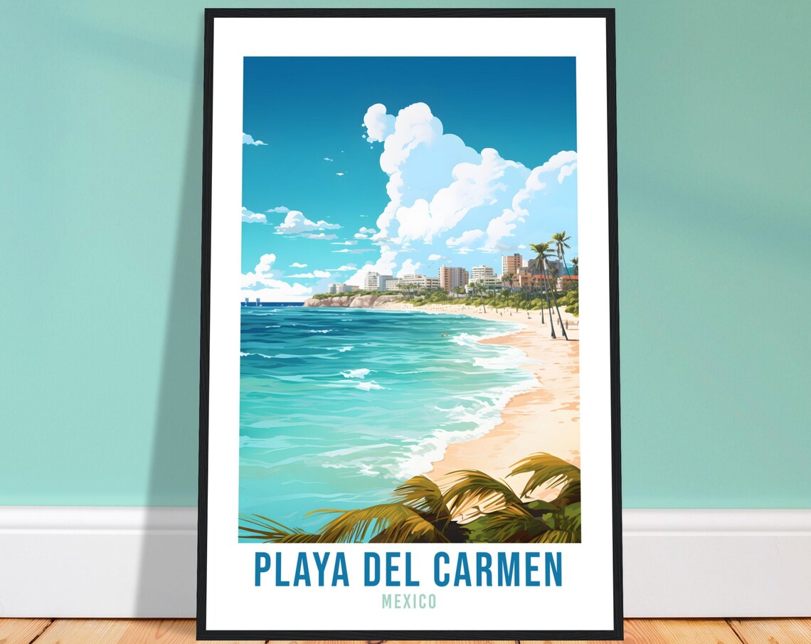 Playa Del Carmen Travel Poster, Mexico Coastal Print