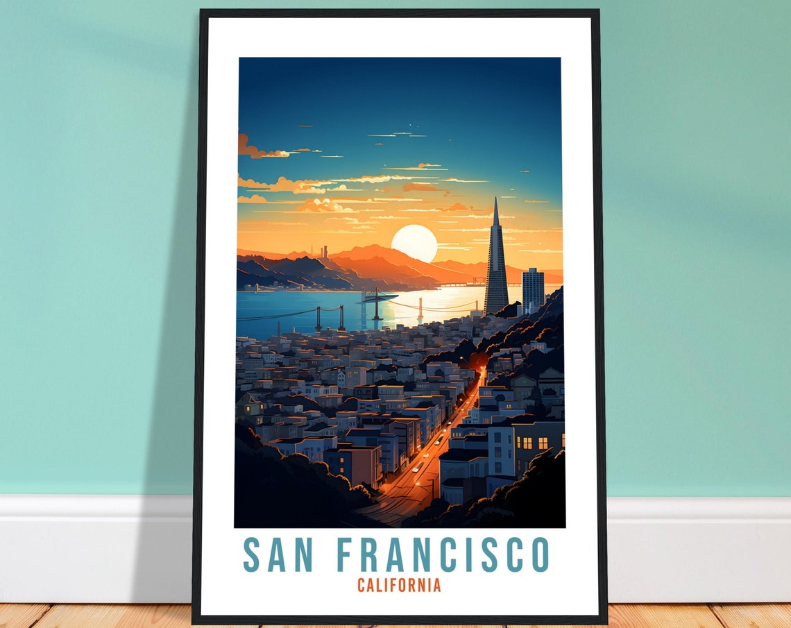San Francisco Travel Print Wall Art San Francisco Sunset Wall Hanging Travel Poster San Fran Usa Home Decor United States Gift Travel Art