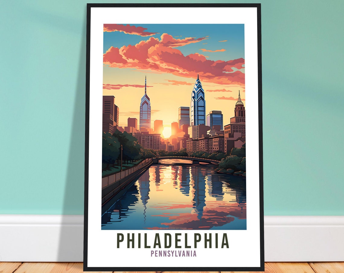 Philadelphia Travel Print Pennsylvania Wall Art Philadelphia Travel Poster Home Decor Philadelphia Art Lovers Gift Philadelphia Travel Art