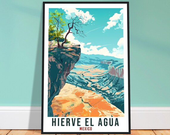 Hierve el Agua Mexico Canyon Overlook Cliff Edge Valley Panorama Poster