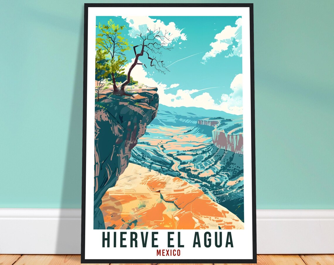 Hierve el Agua Mexico Canyon Overlook Cliff Edge Valley Panorama Poster