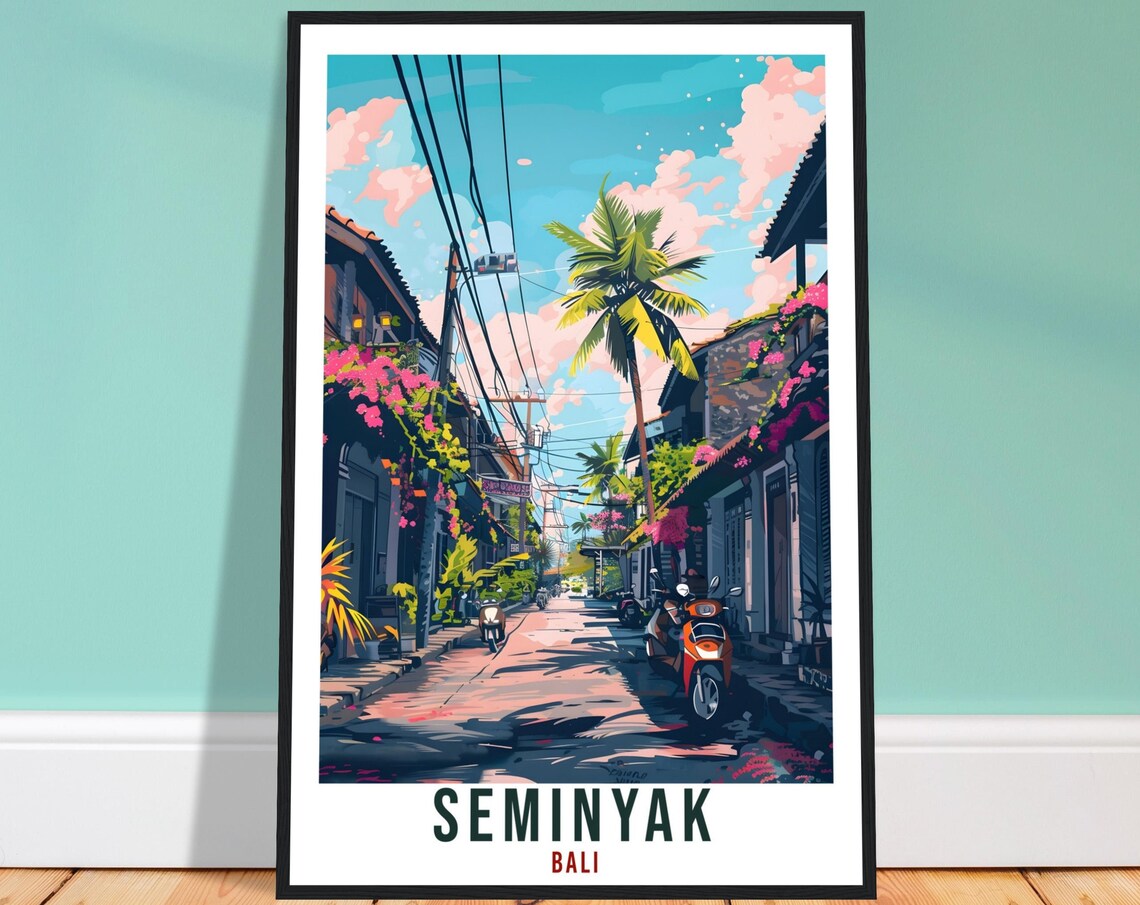 Seminyak Bali Travel Print Bali Wall Art Wall Hanging Home Dcor Seminyak Gift Landmark Artwork Travel Art Indonesia Seminyak Travel Poster