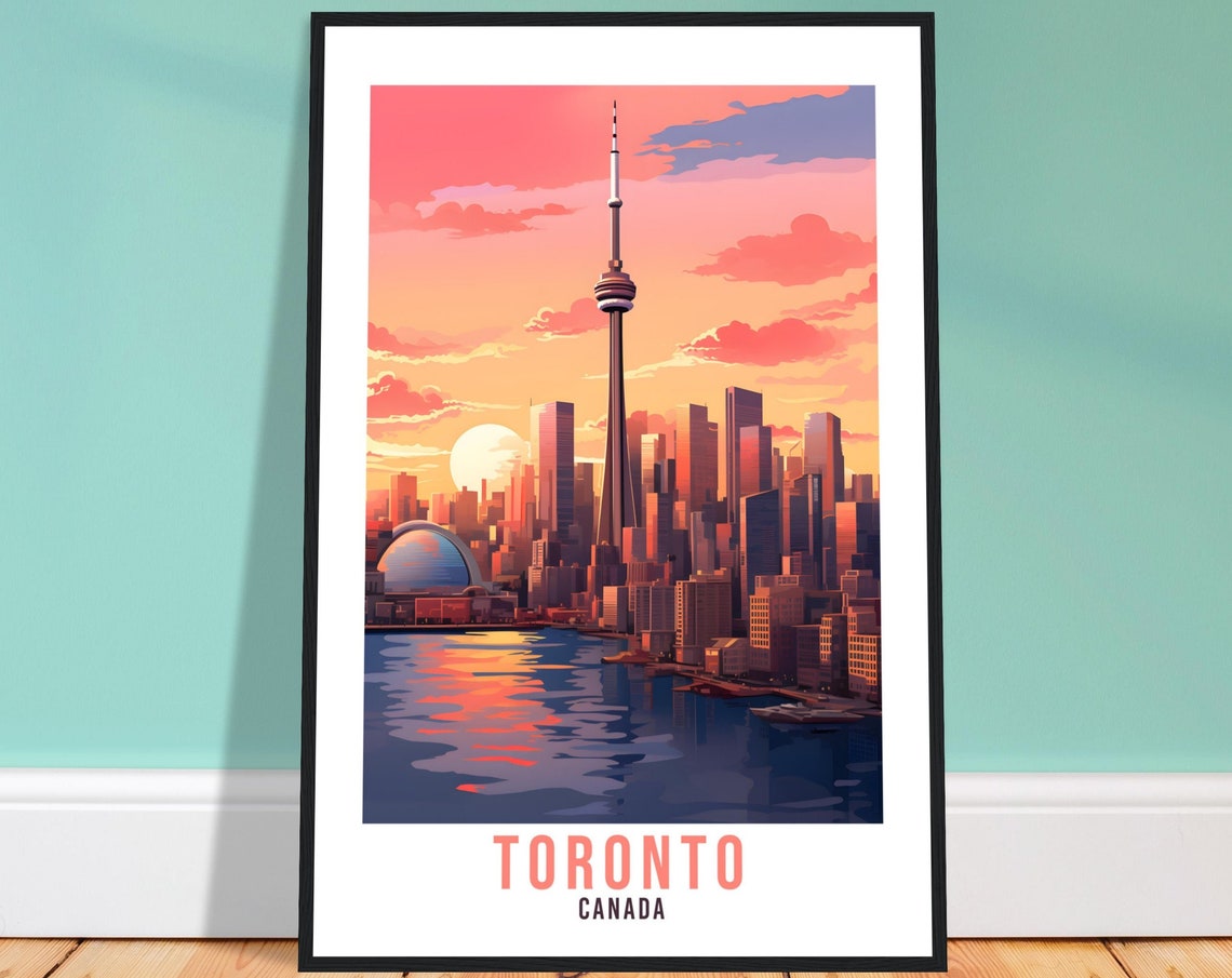 Toronto Canada CN Tower Sky Skyline Sunset Harbor View Poster