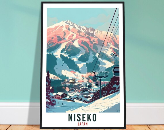Niseko Ski Resort Travel Poster, Japan Home Decor