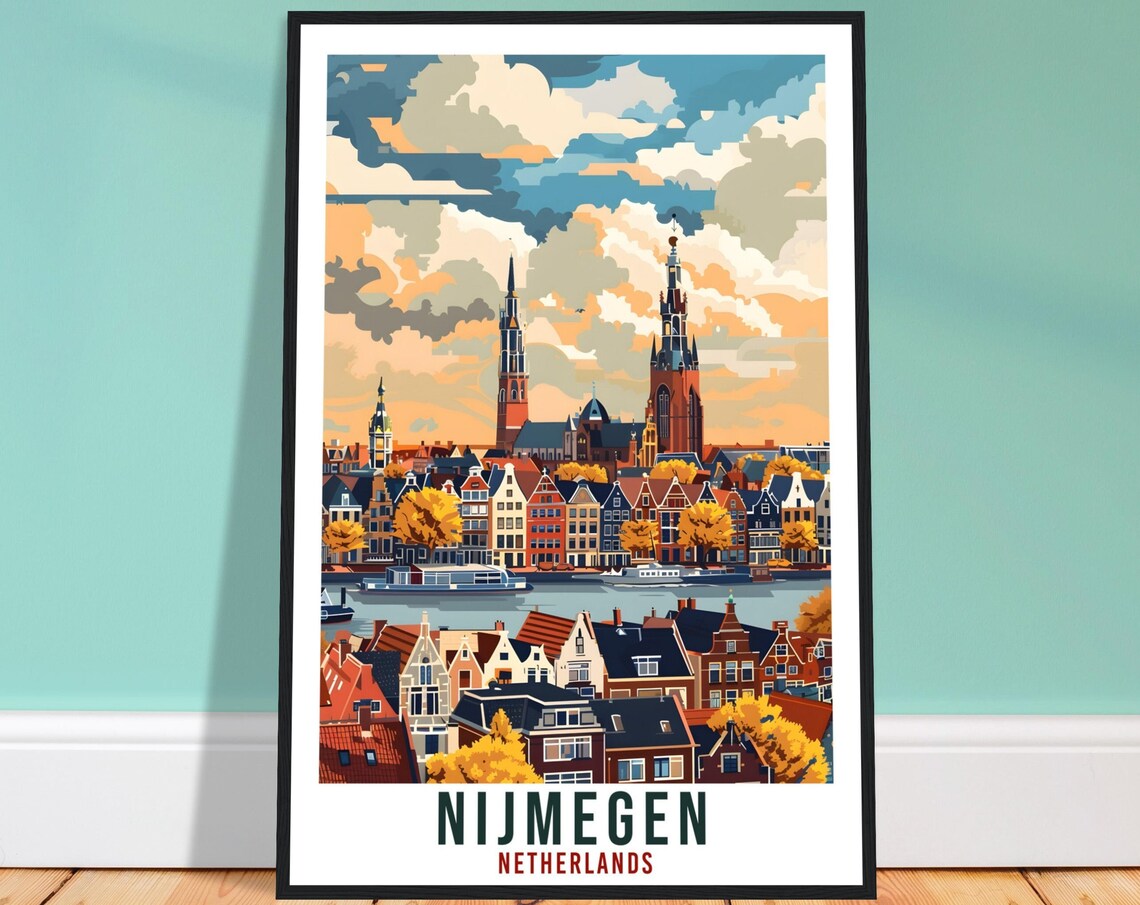 Nijmegen Travel Poster, Holland Wall Art Print