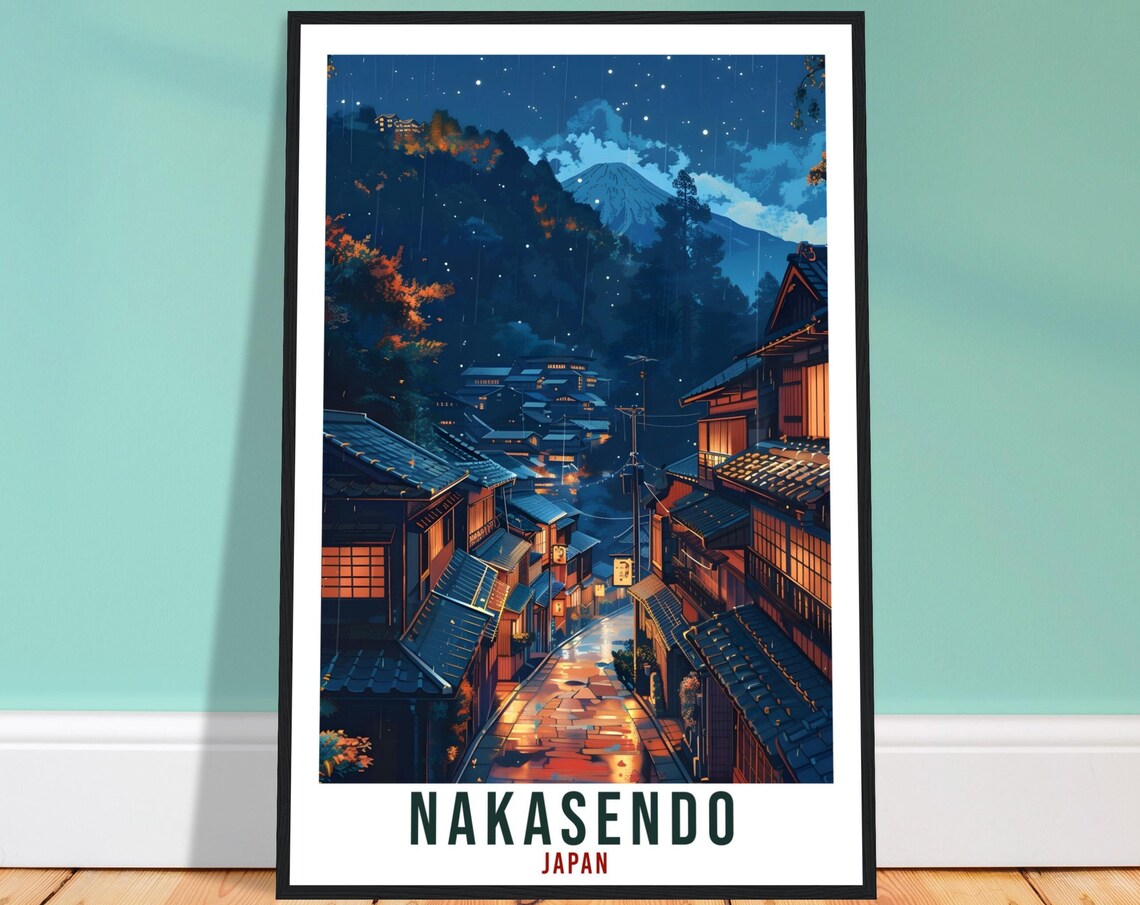 Nakasendo Travel Print Japan Home Decoration Wall Art Gift Wall Hanging Art Lover Japanese Artwork Japan Nakasendo Travel Poster Cityscape