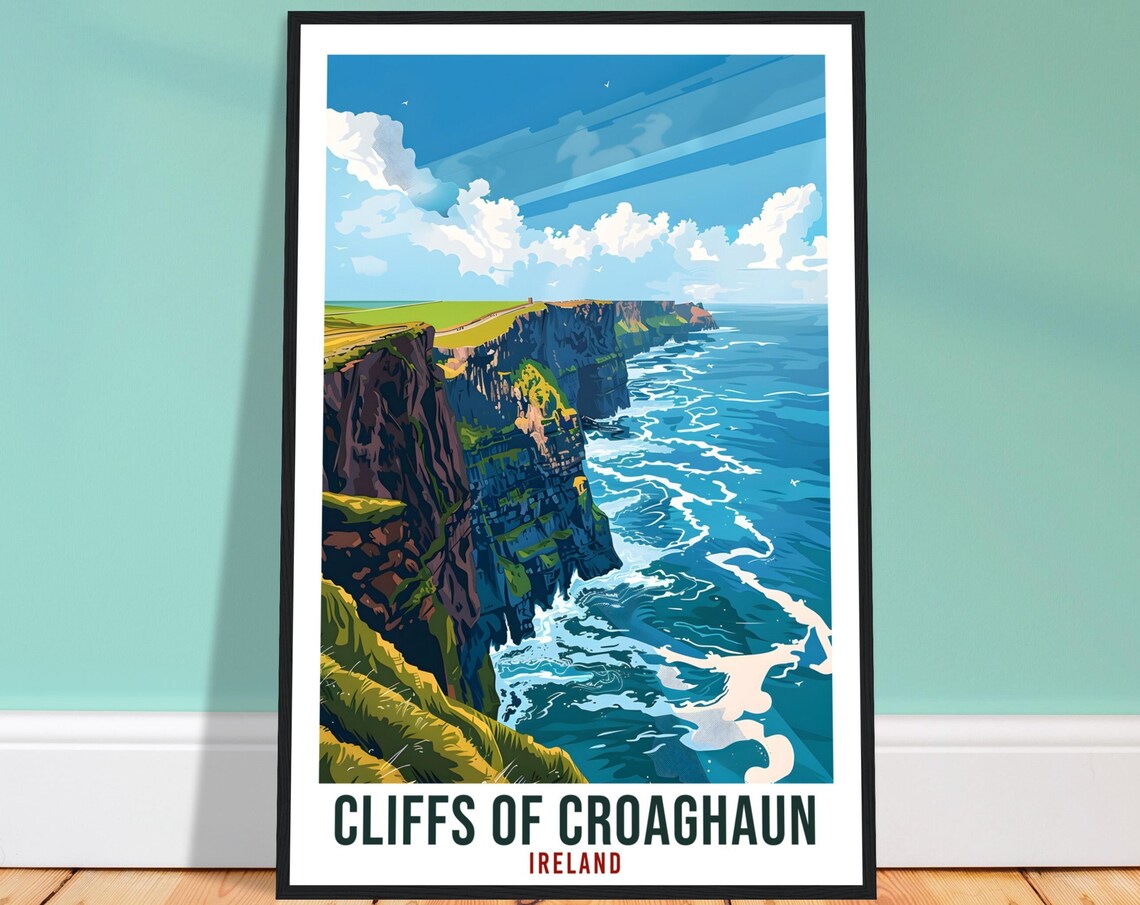 Cliffs of Croaghaun Ireland Dramatic Sea Cliffs Travel Poster