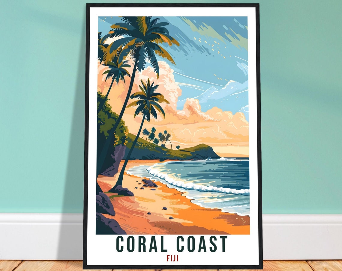 Coral Coast Fiji Travel Print Fiji Wall Art Wall Hanging Home Dcor Coral Coast Gift Fiji Islands Artwork Travel Art Fijian Travel Poster