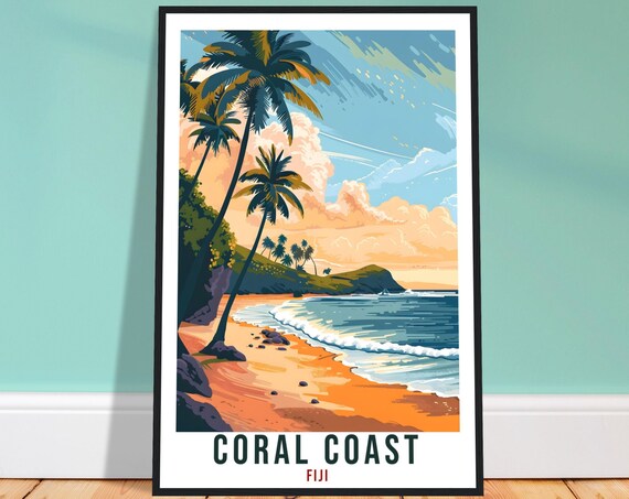 Coral Coast Fiji Travel Print Fiji Wall Art Wall Hanging Home Dcor Coral Coast Gift Fiji Islands Artwork Travel Art Fijian Travel Poster