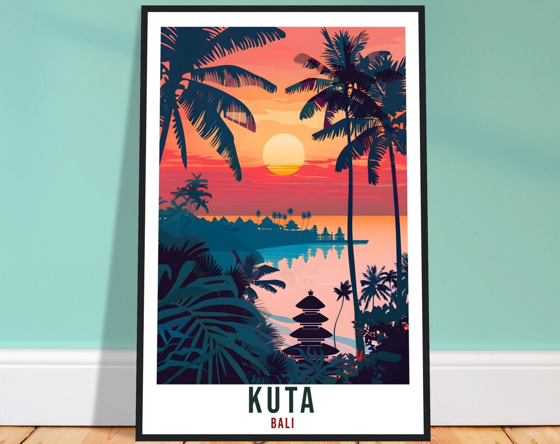 Kuta Bali Travel Print Bali Wall Art Wall Hanging Home Dcor Kuta Gift Landmark Artwork Travel Art Lovers Indonesia Kuta Travel Poster